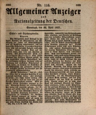 Allgemeiner Anzeiger und Nationalzeitung der Deutschen (Allgemeiner Anzeiger der Deutschen) Sonntag 30. April 1837
