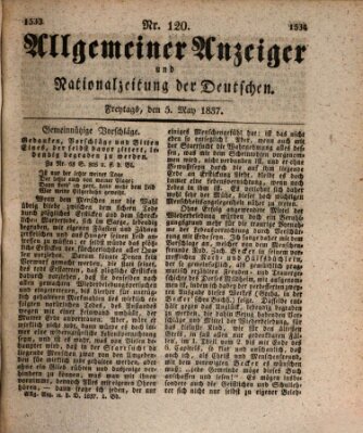 Allgemeiner Anzeiger und Nationalzeitung der Deutschen (Allgemeiner Anzeiger der Deutschen) Freitag 5. Mai 1837