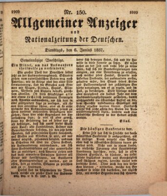 Allgemeiner Anzeiger und Nationalzeitung der Deutschen (Allgemeiner Anzeiger der Deutschen) Dienstag 6. Juni 1837