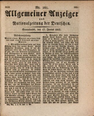 Allgemeiner Anzeiger und Nationalzeitung der Deutschen (Allgemeiner Anzeiger der Deutschen) Samstag 17. Juni 1837