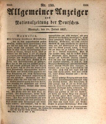 Allgemeiner Anzeiger und Nationalzeitung der Deutschen (Allgemeiner Anzeiger der Deutschen) Montag 24. Juli 1837