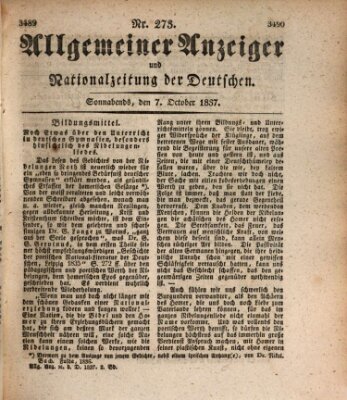 Allgemeiner Anzeiger und Nationalzeitung der Deutschen (Allgemeiner Anzeiger der Deutschen) Samstag 7. Oktober 1837