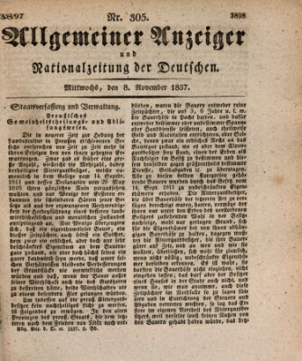 Allgemeiner Anzeiger und Nationalzeitung der Deutschen (Allgemeiner Anzeiger der Deutschen) Mittwoch 8. November 1837