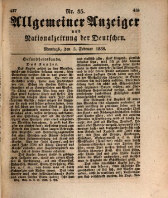 Allgemeiner Anzeiger und Nationalzeitung der Deutschen (Allgemeiner Anzeiger der Deutschen) Montag 5. Februar 1838