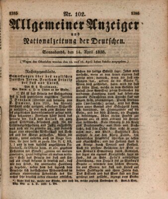 Allgemeiner Anzeiger und Nationalzeitung der Deutschen (Allgemeiner Anzeiger der Deutschen) Samstag 14. April 1838