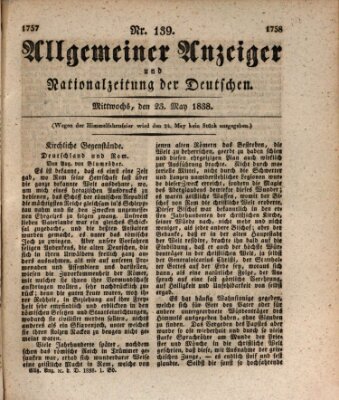 Allgemeiner Anzeiger und Nationalzeitung der Deutschen (Allgemeiner Anzeiger der Deutschen) Mittwoch 23. Mai 1838