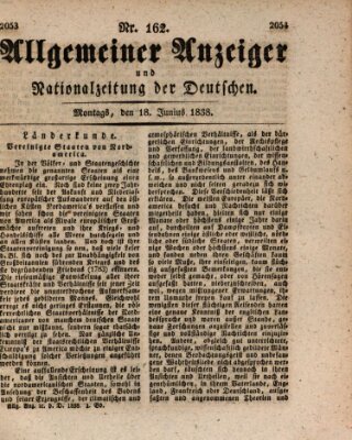 Allgemeiner Anzeiger und Nationalzeitung der Deutschen (Allgemeiner Anzeiger der Deutschen) Montag 18. Juni 1838