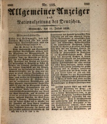 Allgemeiner Anzeiger und Nationalzeitung der Deutschen (Allgemeiner Anzeiger der Deutschen) Mittwoch 11. Juli 1838