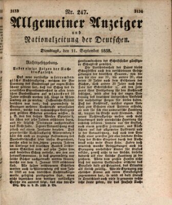 Allgemeiner Anzeiger und Nationalzeitung der Deutschen (Allgemeiner Anzeiger der Deutschen) Dienstag 11. September 1838