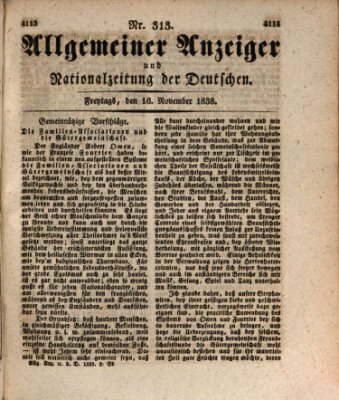 Allgemeiner Anzeiger und Nationalzeitung der Deutschen (Allgemeiner Anzeiger der Deutschen) Freitag 16. November 1838