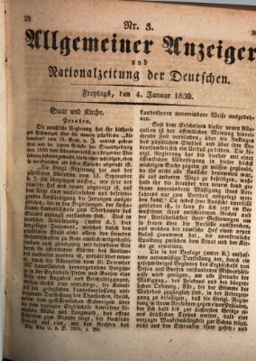 Allgemeiner Anzeiger und Nationalzeitung der Deutschen (Allgemeiner Anzeiger der Deutschen) Freitag 4. Januar 1839