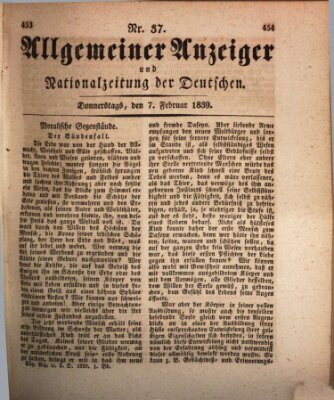 Allgemeiner Anzeiger und Nationalzeitung der Deutschen (Allgemeiner Anzeiger der Deutschen) Donnerstag 7. Februar 1839
