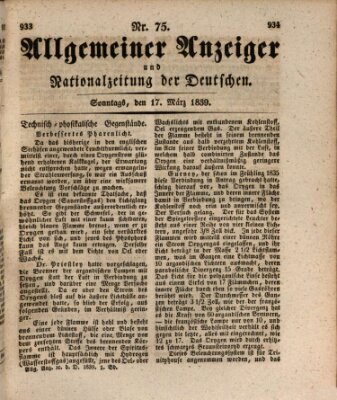 Allgemeiner Anzeiger und Nationalzeitung der Deutschen (Allgemeiner Anzeiger der Deutschen) Sonntag 17. März 1839