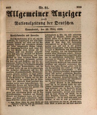 Allgemeiner Anzeiger und Nationalzeitung der Deutschen (Allgemeiner Anzeiger der Deutschen) Samstag 23. März 1839