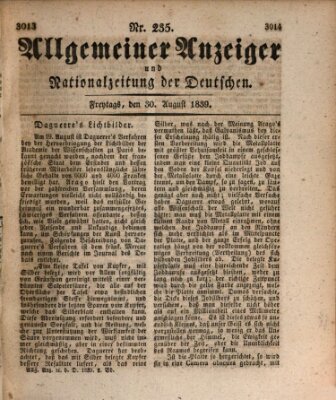 Allgemeiner Anzeiger und Nationalzeitung der Deutschen (Allgemeiner Anzeiger der Deutschen) Freitag 30. August 1839