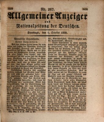 Allgemeiner Anzeiger und Nationalzeitung der Deutschen (Allgemeiner Anzeiger der Deutschen) Dienstag 1. Oktober 1839