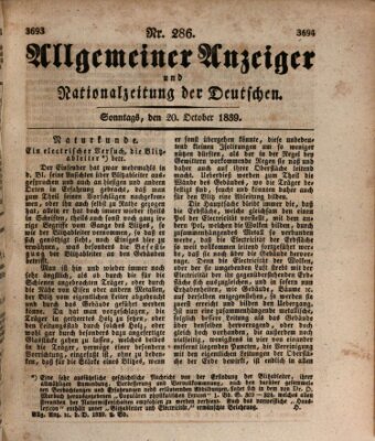 Allgemeiner Anzeiger und Nationalzeitung der Deutschen (Allgemeiner Anzeiger der Deutschen) Sonntag 20. Oktober 1839