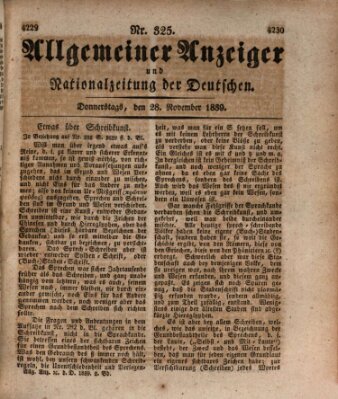 Allgemeiner Anzeiger und Nationalzeitung der Deutschen (Allgemeiner Anzeiger der Deutschen) Donnerstag 28. November 1839