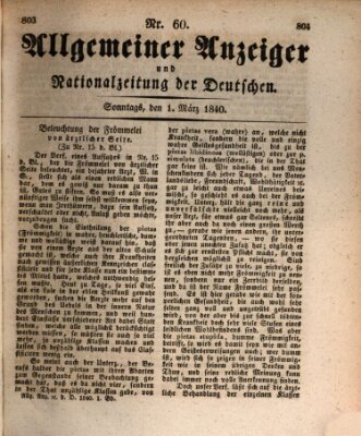 Allgemeiner Anzeiger und Nationalzeitung der Deutschen (Allgemeiner Anzeiger der Deutschen) Sonntag 1. März 1840