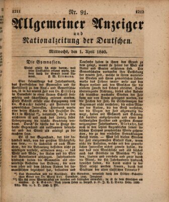 Allgemeiner Anzeiger und Nationalzeitung der Deutschen (Allgemeiner Anzeiger der Deutschen) Mittwoch 1. April 1840