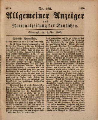 Allgemeiner Anzeiger und Nationalzeitung der Deutschen (Allgemeiner Anzeiger der Deutschen) Sonntag 3. Mai 1840