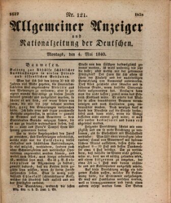 Allgemeiner Anzeiger und Nationalzeitung der Deutschen (Allgemeiner Anzeiger der Deutschen) Montag 4. Mai 1840