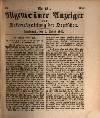 Allgemeiner Anzeiger und Nationalzeitung der Deutschen (Allgemeiner Anzeiger der Deutschen) Dienstag 7. Juli 1840