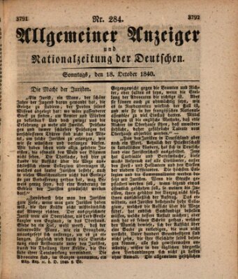 Allgemeiner Anzeiger und Nationalzeitung der Deutschen (Allgemeiner Anzeiger der Deutschen) Sonntag 18. Oktober 1840