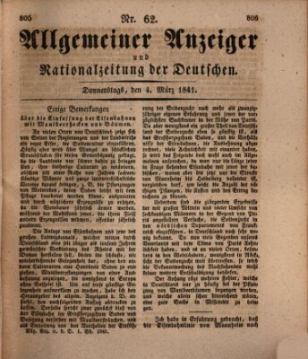 Allgemeiner Anzeiger und Nationalzeitung der Deutschen (Allgemeiner Anzeiger der Deutschen) Donnerstag 4. März 1841