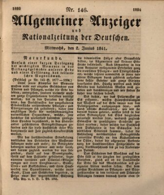 Allgemeiner Anzeiger und Nationalzeitung der Deutschen (Allgemeiner Anzeiger der Deutschen) Mittwoch 2. Juni 1841