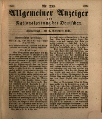 Allgemeiner Anzeiger und Nationalzeitung der Deutschen (Allgemeiner Anzeiger der Deutschen) Donnerstag 2. September 1841
