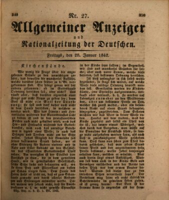 Allgemeiner Anzeiger und Nationalzeitung der Deutschen (Allgemeiner Anzeiger der Deutschen) Freitag 28. Januar 1842