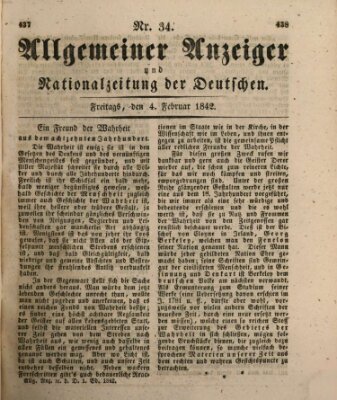 Allgemeiner Anzeiger und Nationalzeitung der Deutschen (Allgemeiner Anzeiger der Deutschen) Freitag 4. Februar 1842