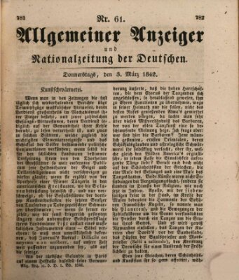 Allgemeiner Anzeiger und Nationalzeitung der Deutschen (Allgemeiner Anzeiger der Deutschen) Donnerstag 3. März 1842