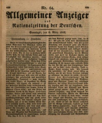 Allgemeiner Anzeiger und Nationalzeitung der Deutschen (Allgemeiner Anzeiger der Deutschen) Sonntag 6. März 1842