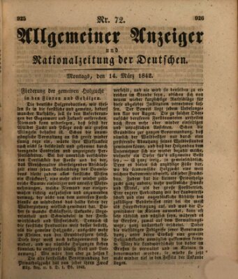 Allgemeiner Anzeiger und Nationalzeitung der Deutschen (Allgemeiner Anzeiger der Deutschen) Montag 14. März 1842