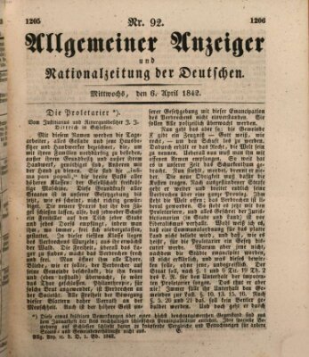 Allgemeiner Anzeiger und Nationalzeitung der Deutschen (Allgemeiner Anzeiger der Deutschen) Mittwoch 6. April 1842