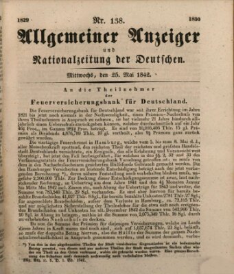 Allgemeiner Anzeiger und Nationalzeitung der Deutschen (Allgemeiner Anzeiger der Deutschen) Mittwoch 25. Mai 1842