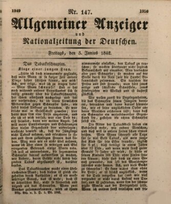 Allgemeiner Anzeiger und Nationalzeitung der Deutschen (Allgemeiner Anzeiger der Deutschen) Freitag 3. Juni 1842