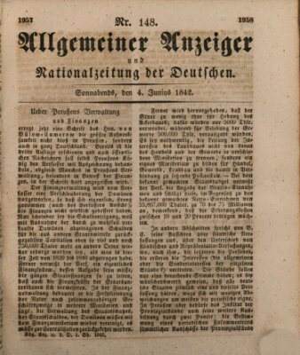 Allgemeiner Anzeiger und Nationalzeitung der Deutschen (Allgemeiner Anzeiger der Deutschen) Samstag 4. Juni 1842
