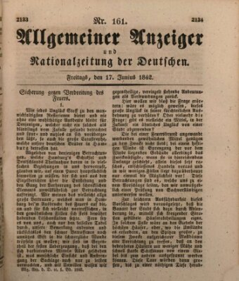 Allgemeiner Anzeiger und Nationalzeitung der Deutschen (Allgemeiner Anzeiger der Deutschen) Freitag 17. Juni 1842