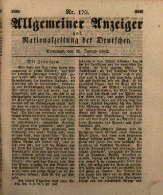 Allgemeiner Anzeiger und Nationalzeitung der Deutschen (Allgemeiner Anzeiger der Deutschen) Sonntag 26. Juni 1842