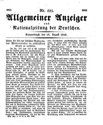 Allgemeiner Anzeiger und Nationalzeitung der Deutschen (Allgemeiner Anzeiger der Deutschen) Donnerstag 18. August 1842