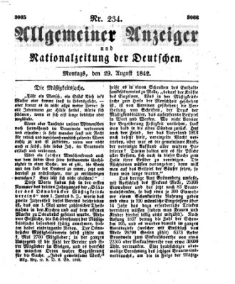 Allgemeiner Anzeiger und Nationalzeitung der Deutschen (Allgemeiner Anzeiger der Deutschen) Montag 29. August 1842