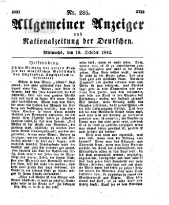 Allgemeiner Anzeiger und Nationalzeitung der Deutschen (Allgemeiner Anzeiger der Deutschen) Mittwoch 19. Oktober 1842