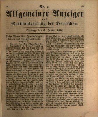 Allgemeiner Anzeiger und Nationalzeitung der Deutschen (Allgemeiner Anzeiger der Deutschen) Dienstag 3. Januar 1843