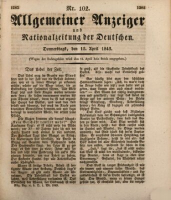 Allgemeiner Anzeiger und Nationalzeitung der Deutschen (Allgemeiner Anzeiger der Deutschen) Donnerstag 13. April 1843