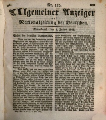 Allgemeiner Anzeiger und Nationalzeitung der Deutschen (Allgemeiner Anzeiger der Deutschen) Samstag 1. Juli 1843