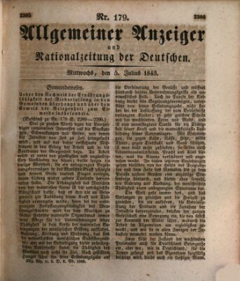 Allgemeiner Anzeiger und Nationalzeitung der Deutschen (Allgemeiner Anzeiger der Deutschen) Mittwoch 5. Juli 1843