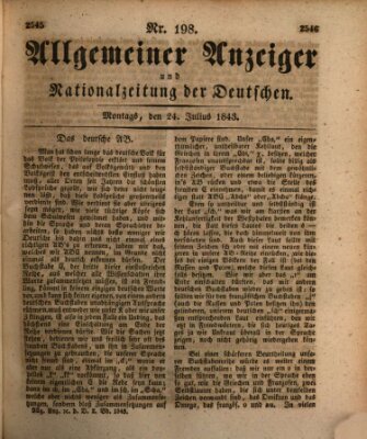 Allgemeiner Anzeiger und Nationalzeitung der Deutschen (Allgemeiner Anzeiger der Deutschen) Montag 24. Juli 1843